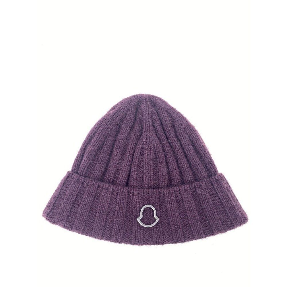 moncler burgundy cashmere ribbed beanie one size (B-6)